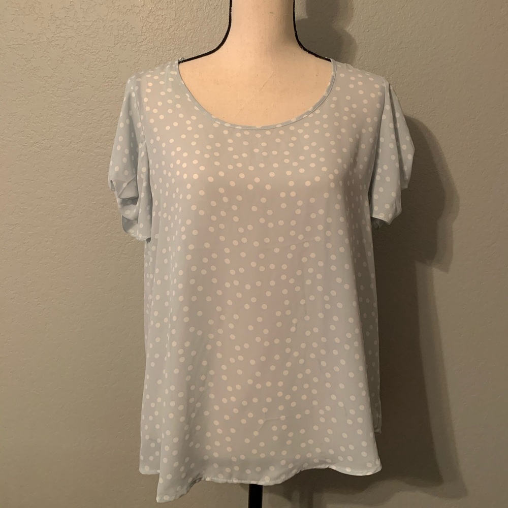 Light blue polka dot blouse